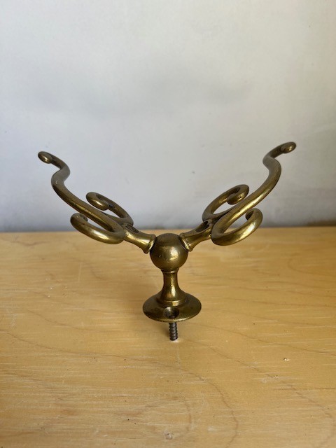 Solid Brass Double Coat Hook - Ornate Design 8” Wide
