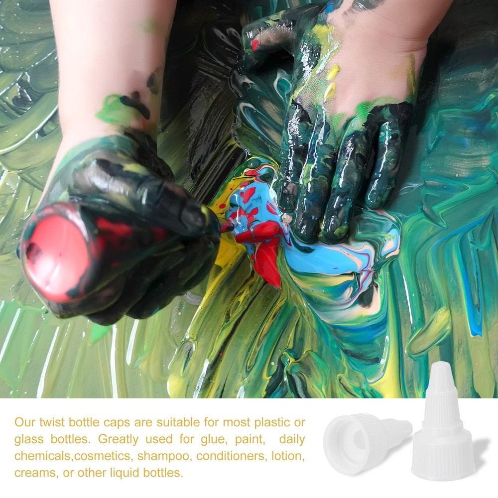 18Pcs 20/410 Plastic Ribbed Edge Squeeze Bottle Replacement Caps, White