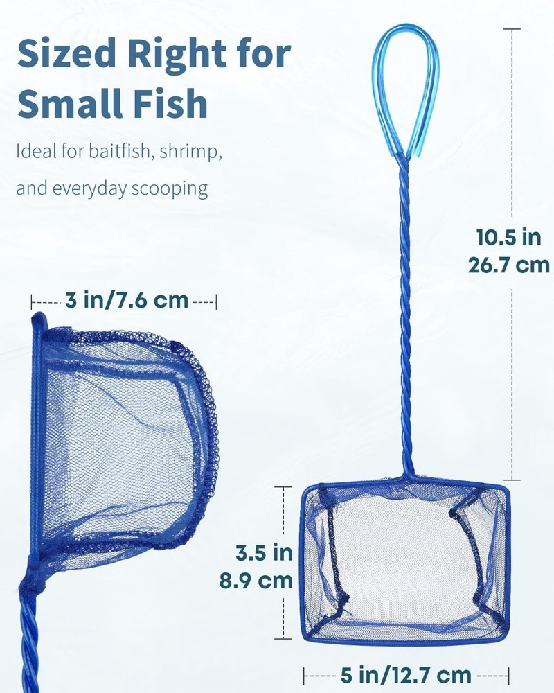 5'' Fish Net Aquarium Net with Metal Handle & Nylon Mesh