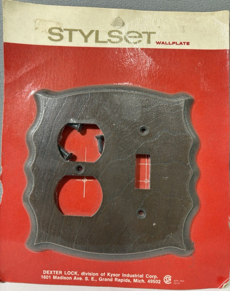 1970's Stylset Double Light Switch & Plug + Switch Wall Plates Brown Nutmeg 409