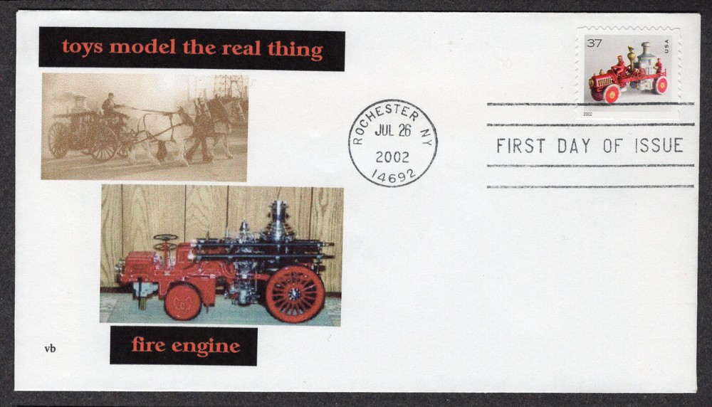 2002 37c Fire Engine BP Single (3645) - Unknown-Maker FDC NP763