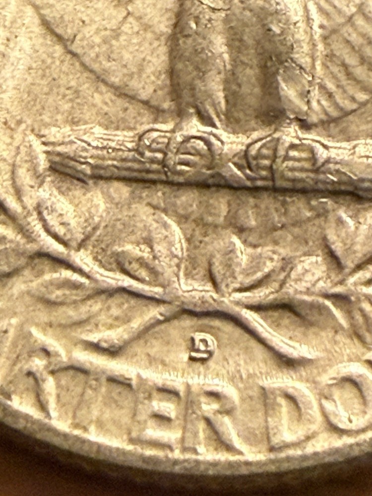 1955-D Silver Washington Quarter Error D Reverse 90% Silver