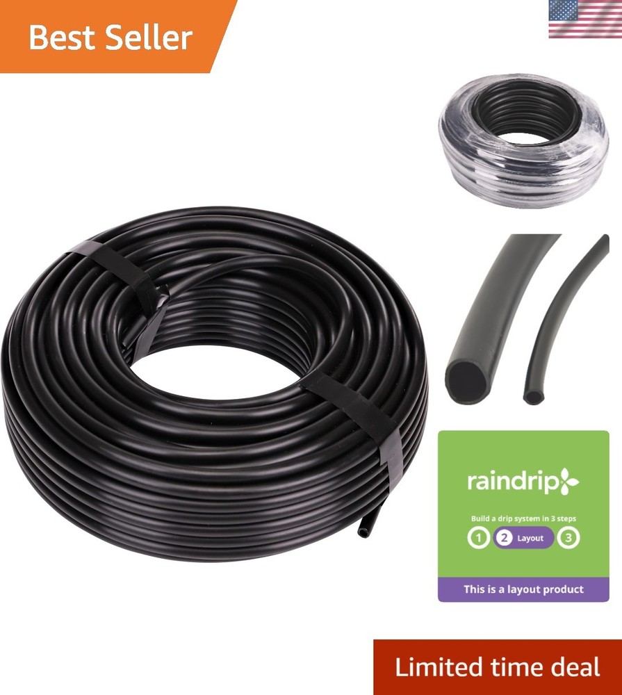 Efficient Black Polyethylene Drip Irrigation Tubing, 100 Ft - Customizable Use
