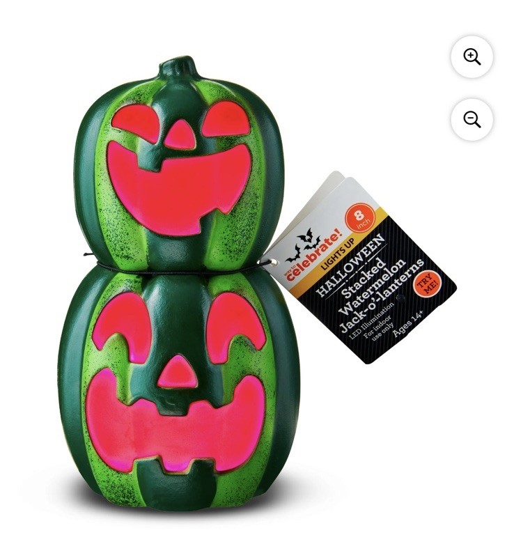 Summerween WATERMELON STACK Jack-O-Lantern Blow Mold Pumpkin Light Halloween NWT