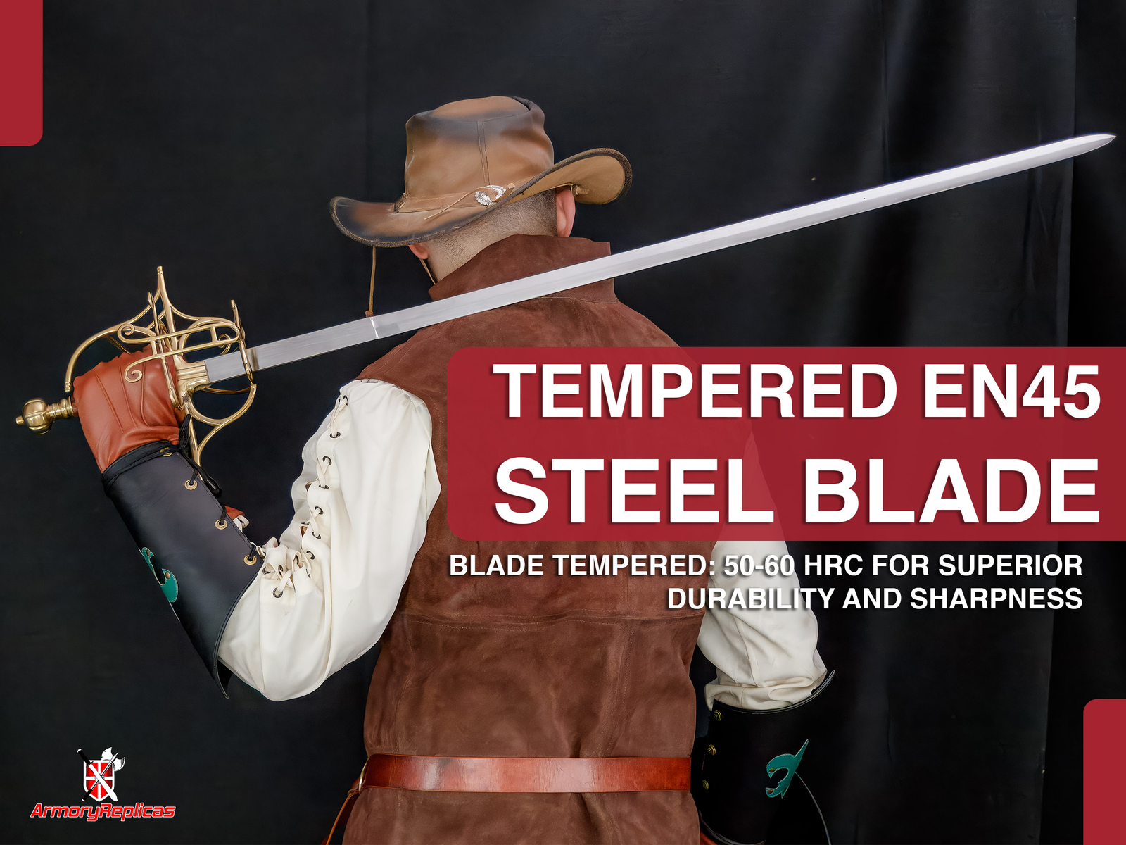 Marvelous Rapier Medieval Viking Battle Ready Sword EN45 Steel Blade, Brass Hilt