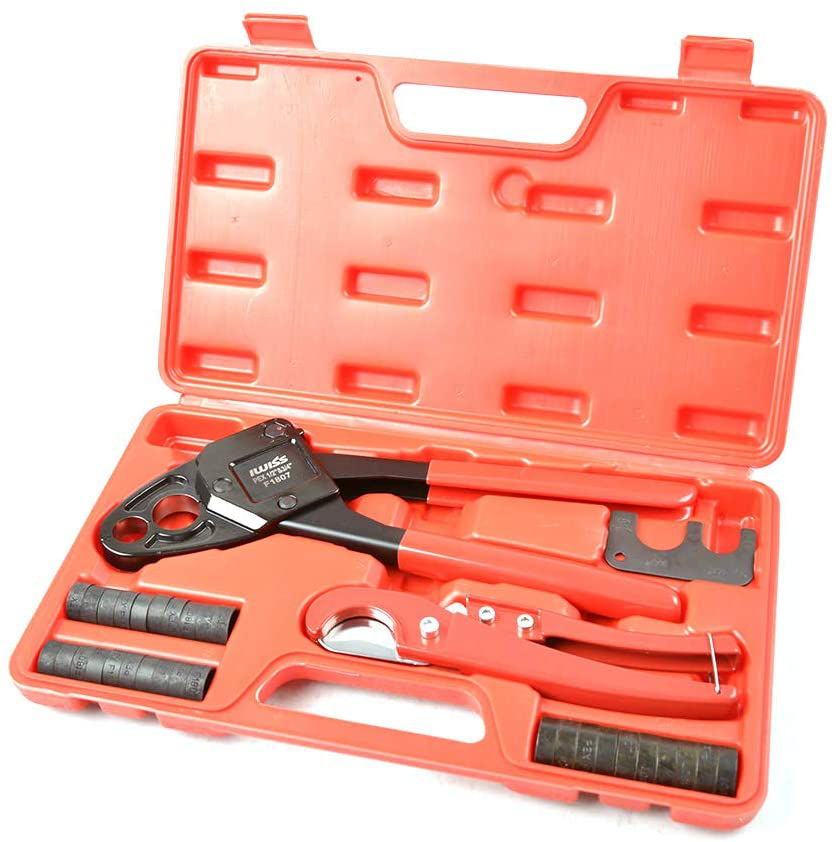 IWISS Combo Angle Head PEX Pipe Crimping Tool Kits for 1/2" 3/4" Pex Crimp