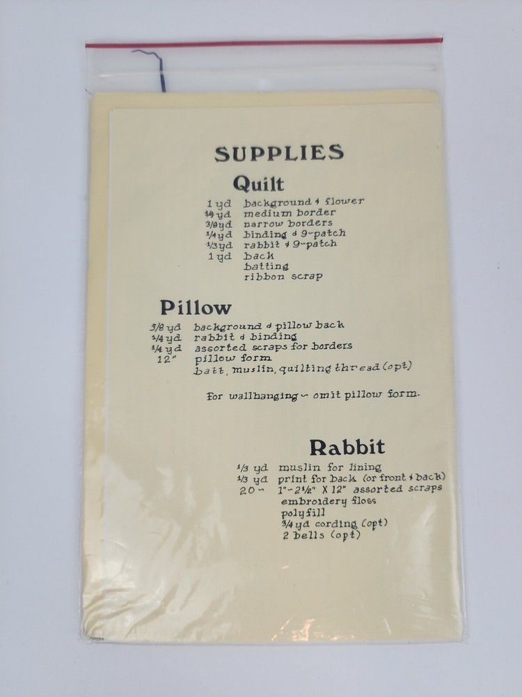Stringwork Rabbit Quilting Pattern by Judy Roth to Make Quilt, Pillow Wallh 1988
