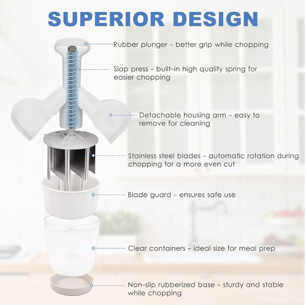 Pampered Chef Push Function Food Chopper - White - #2585 - FAST FREE SHIPPING