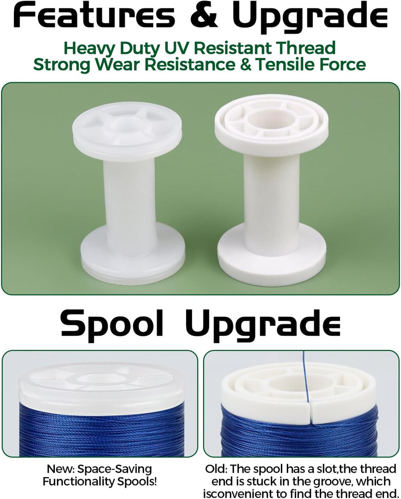 330 Yards Extra Strong Upholstery Thread,Blue Bonded Nylon Thread for Denim Lea
