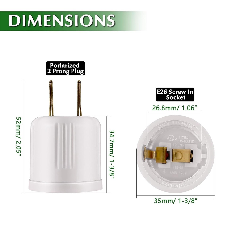 Outlet to Socket Adapter, Plug-in Light Socket, Convert Outlet to Light Bulb ...