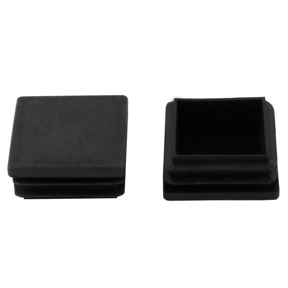 2pcs Black End Caps 40mm x 40mm Square Ribbed Tubes Pipe Inserts