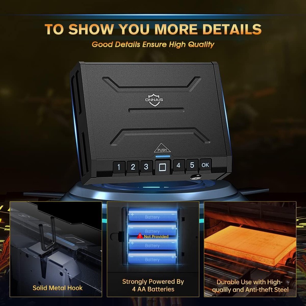 Quick-Access Firearm Safety Device w/ Fingerprint Lock or Key Pad Biometric Safe