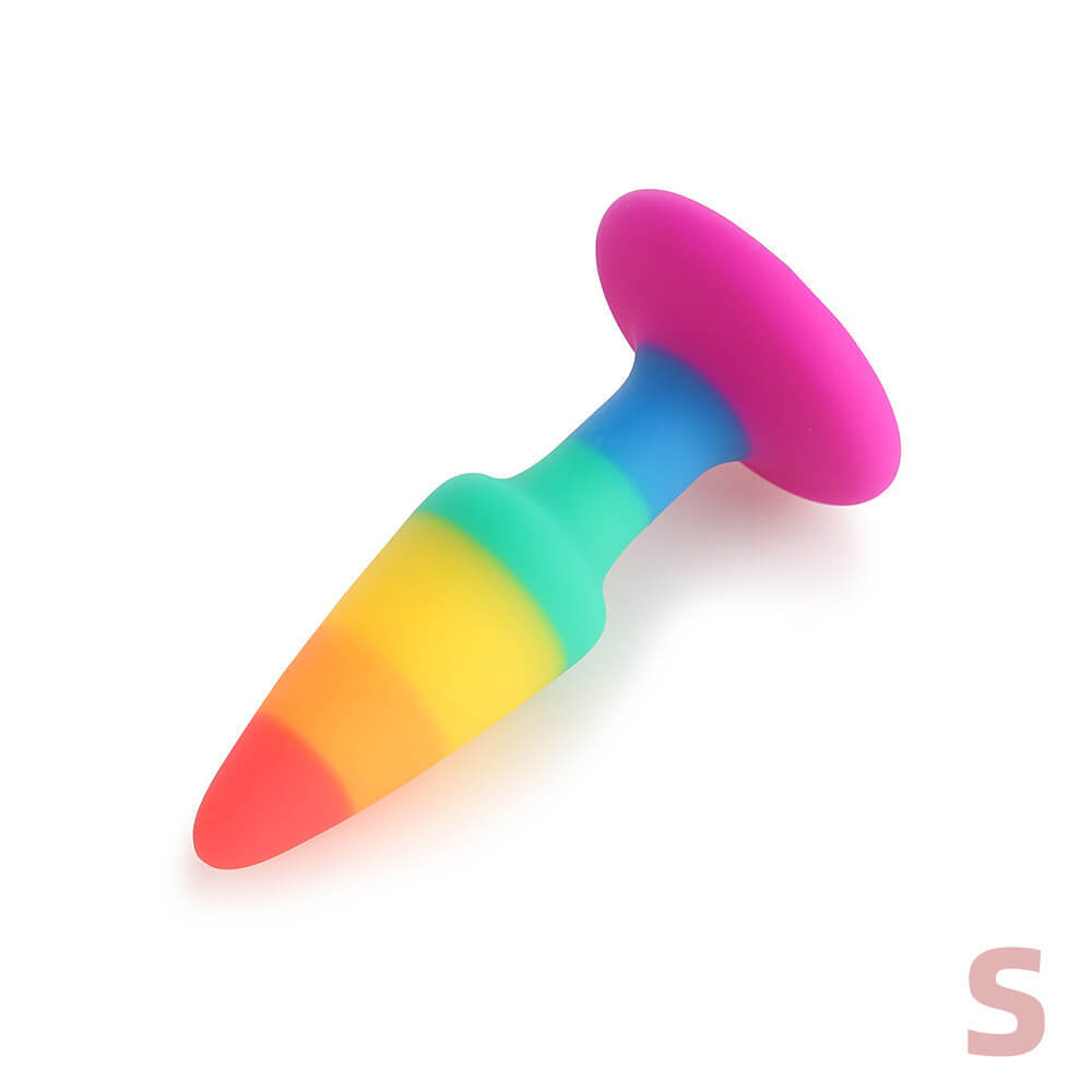 Rainbow Silicone Anal Plug 3 Size Multicolor Butt Plug Dildos Suction Cup Toys