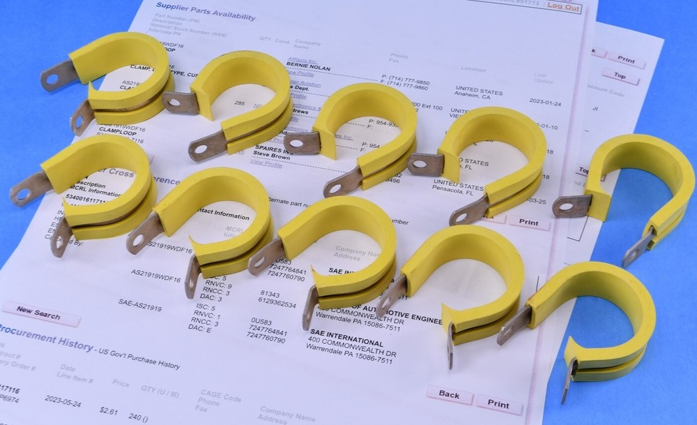 10 Pacmet Aerospace Aircraft 1" Wire Cable Hose Loop Clamp AS21919WDF16