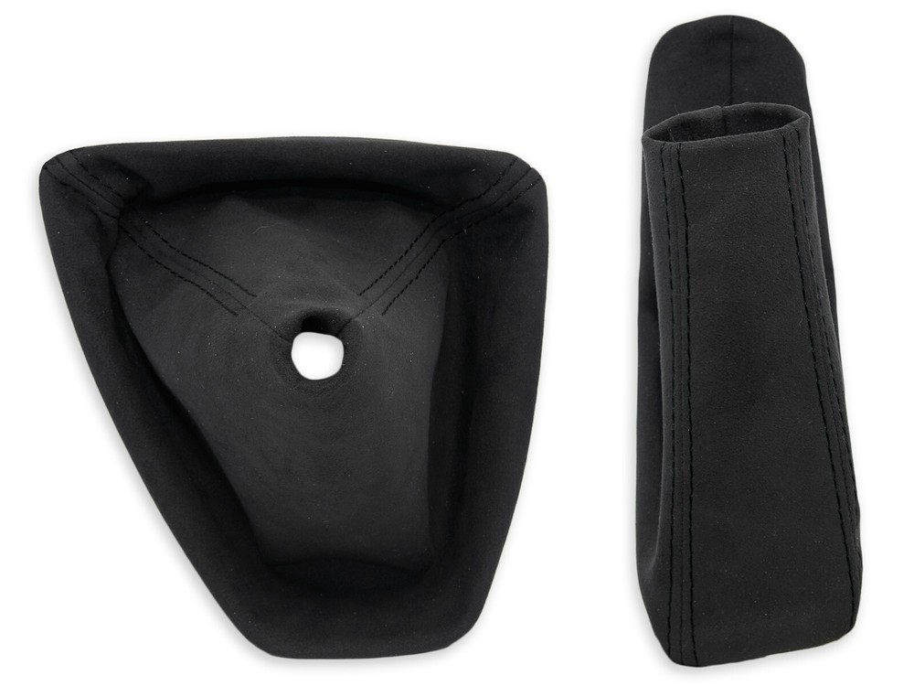 FOR BMW E90 E91 GEAR SHIFT + HANDBRAKE GAITER ALCANTARA STITCHING BLACK + FRAME