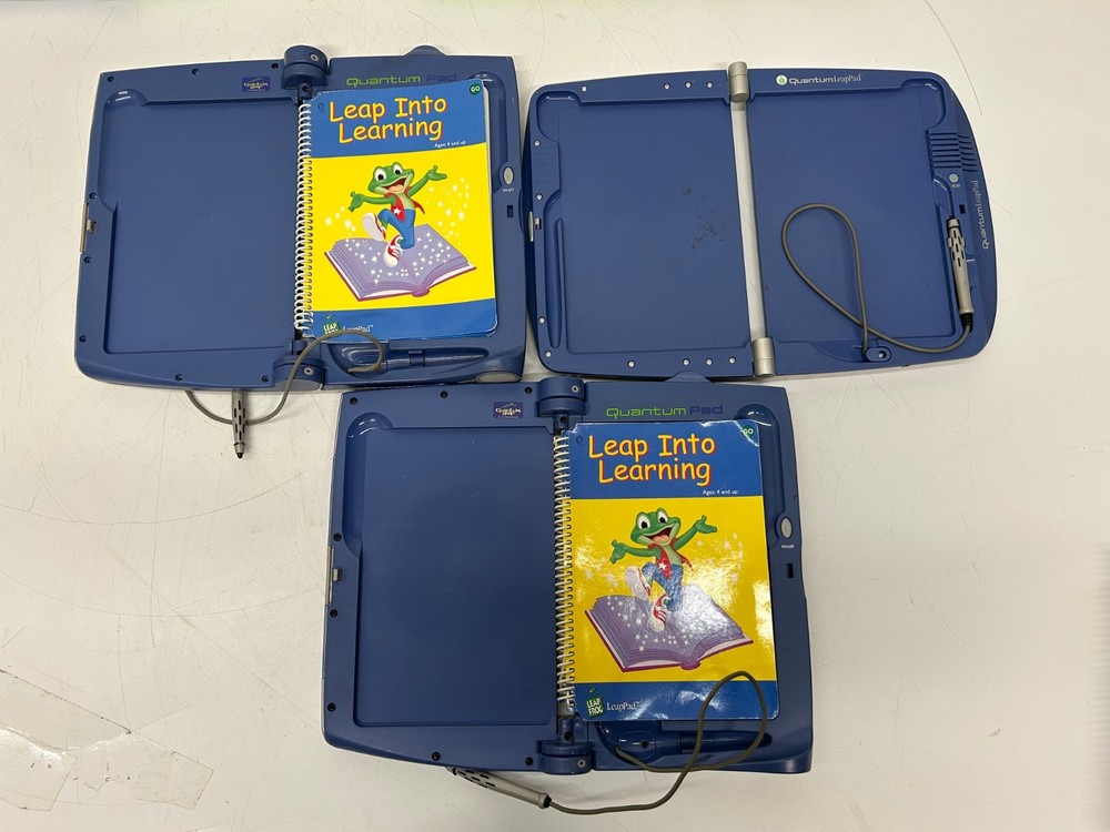5 Leap Frog Quantum Pad Learning Game Systems 5 Cartridges Books As Is Untested