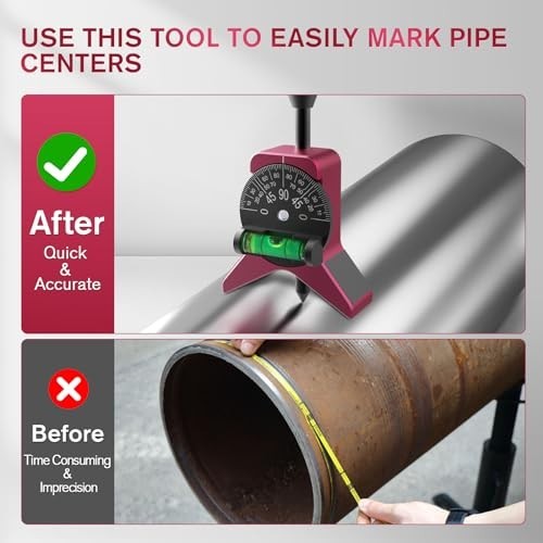 Y-Shape Magnetic Pipe Center Finder Tool, Adjustable Dial Protractor, Fits 1.5"-