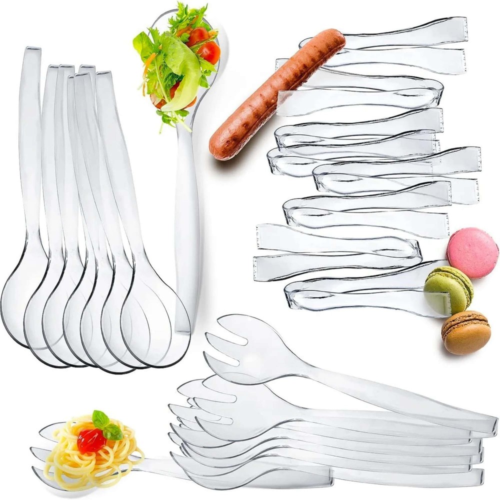Disposable Clear Plastic 10" Serving Forks- 2 Pack