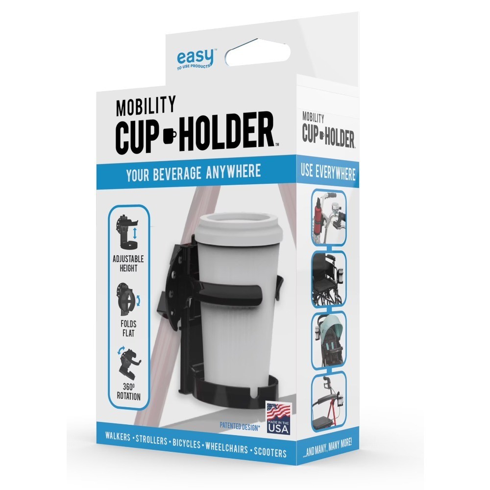 Mobility Cup Holder for Wheelchair Walker Rollator and Scooter