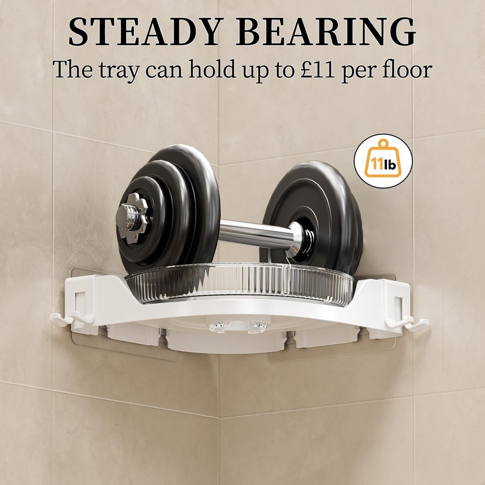 360Rotating Corner Shower Caddy2-Pack, No-Drill Adhesive Shelf Organizer with