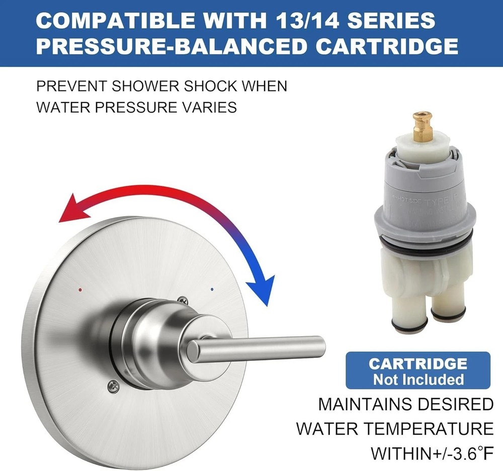 Elegant Single-Function Shower Trim Kit in Brushed Nickel Finish - Easy Install