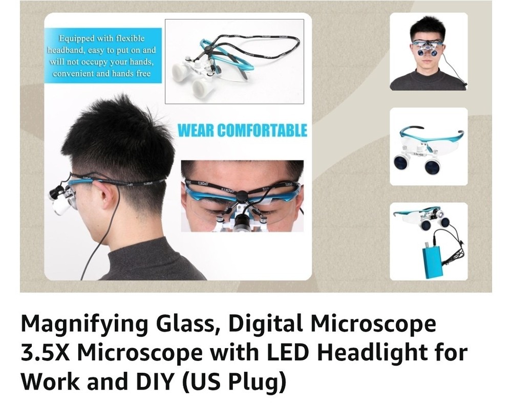 Magnifying Glass, Digital Microscope 3.5X Microscope with LED Headlight for Work