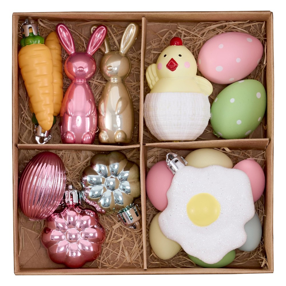Easter Tree Decorations, 18ct Easter Eggs Ornaments for Basket, Shatterproof