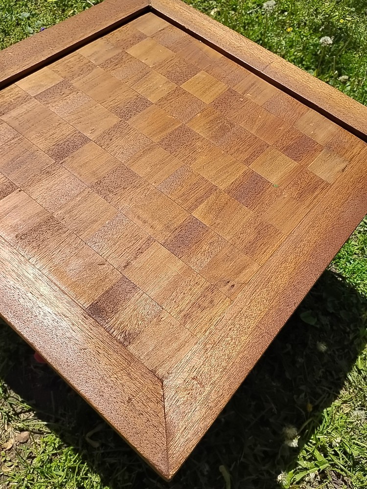 Large 19" Antique Handmade Solid Oak Chess Board