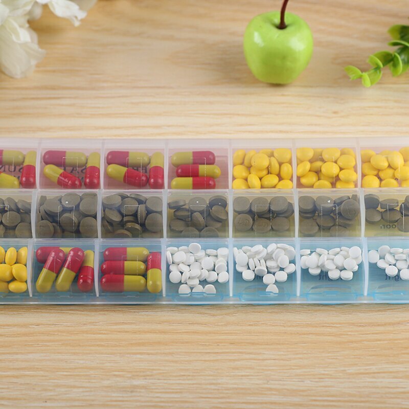 21 Compartment pill case a week Transparent 7day pill organizer