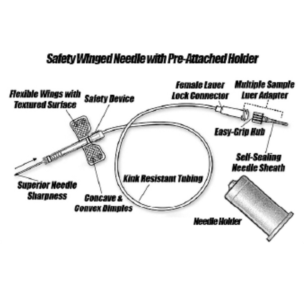 21G Safety Butterfly with Pre-attached Holder-50 Pcs