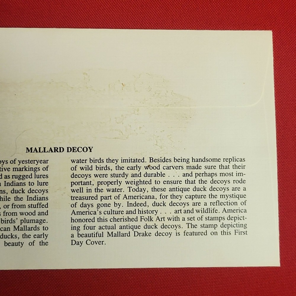 First Day of Issue Mallard Decoy Stamp Cache Envelope