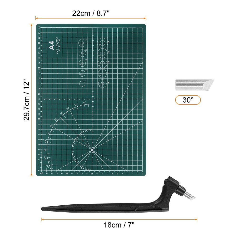 Craft Cutting Tools 30 Degree Blades 360° Rotating Blade with Mat, Black