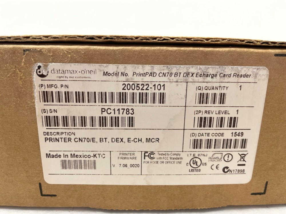 Datamax O'Neil PrintPAD Intermec CN70 CN75 BT DEX E-Charge MSR 200522-101 New