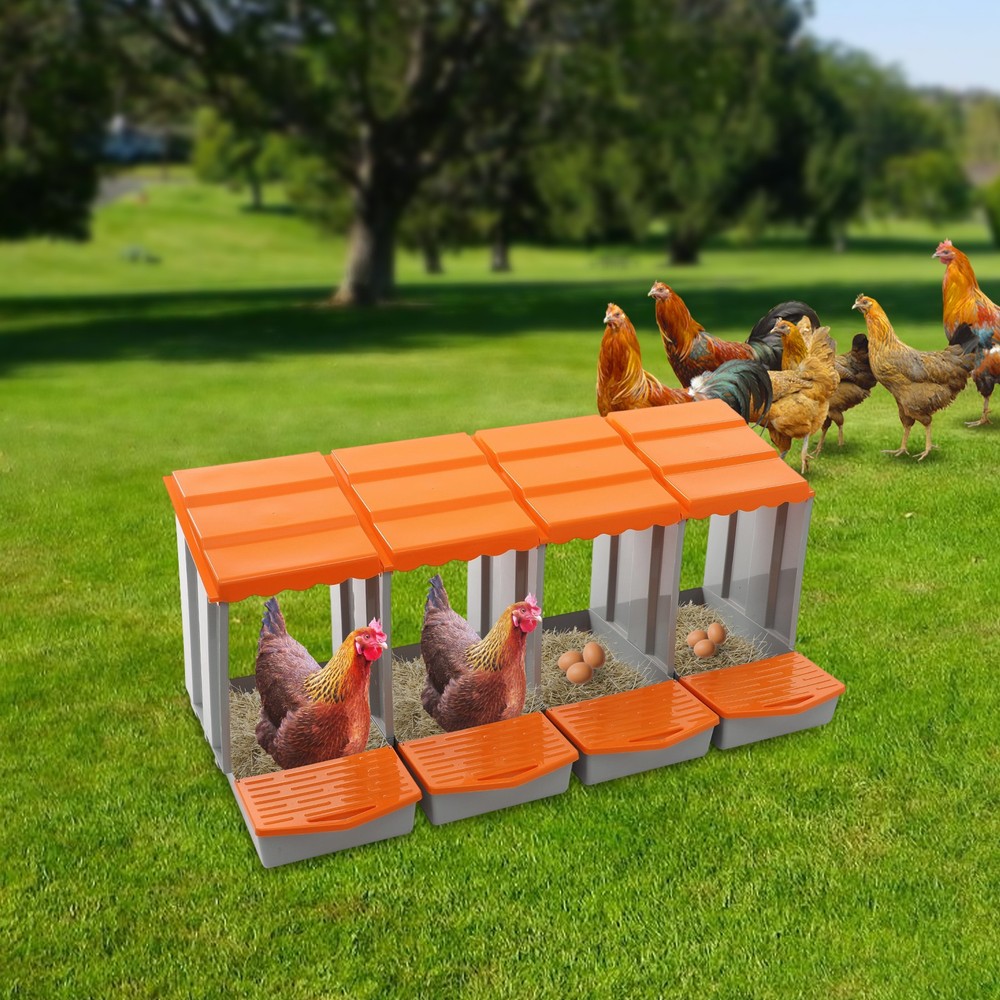 Chicken Laying Box Modern 4-Compartment Chicken Nesting Box with Egg Collection