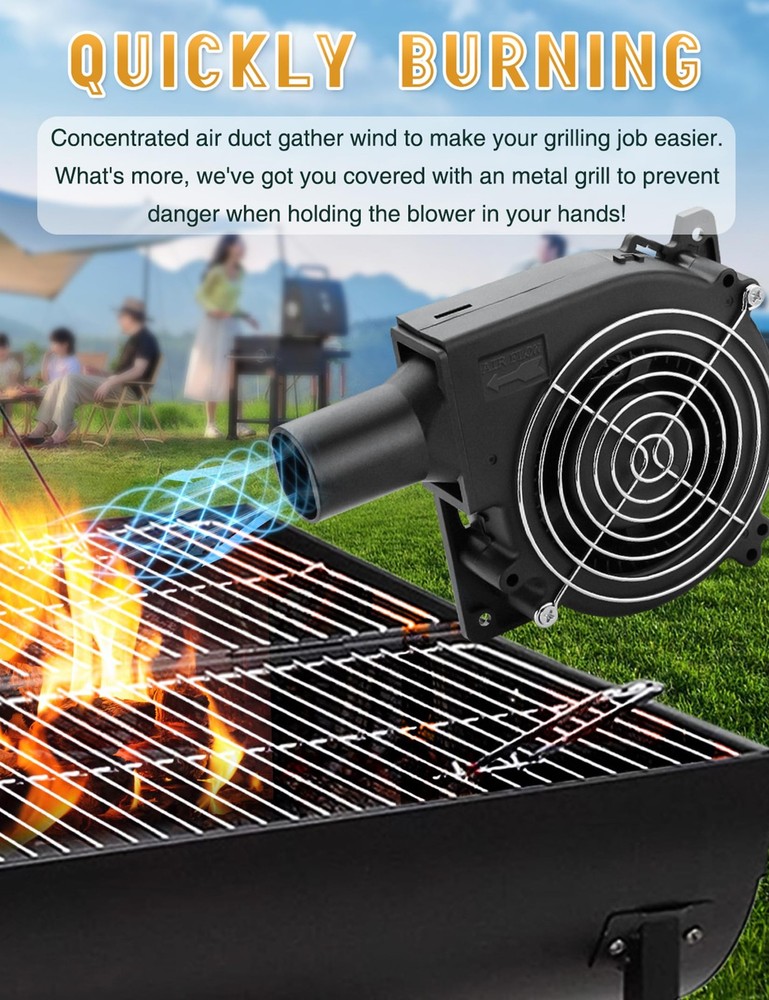 120mm BBQ 12V Blower Fan W/ AC Plug Variable Speed Controller Squirrel Cage 1PC