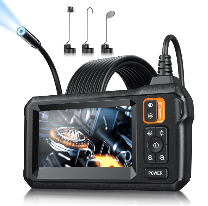 Endoscope Camera with Light, Inspection Borescope Camera with 4.3" IPS Screen, 1