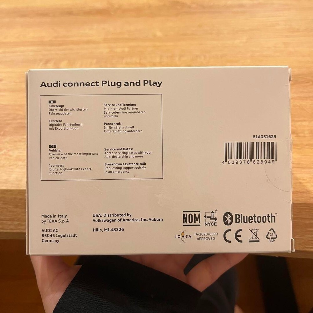 AUDI CONNECT DATA PLUG by TEXA OBD2 Bluetooth BT TX9 Support iOS Android