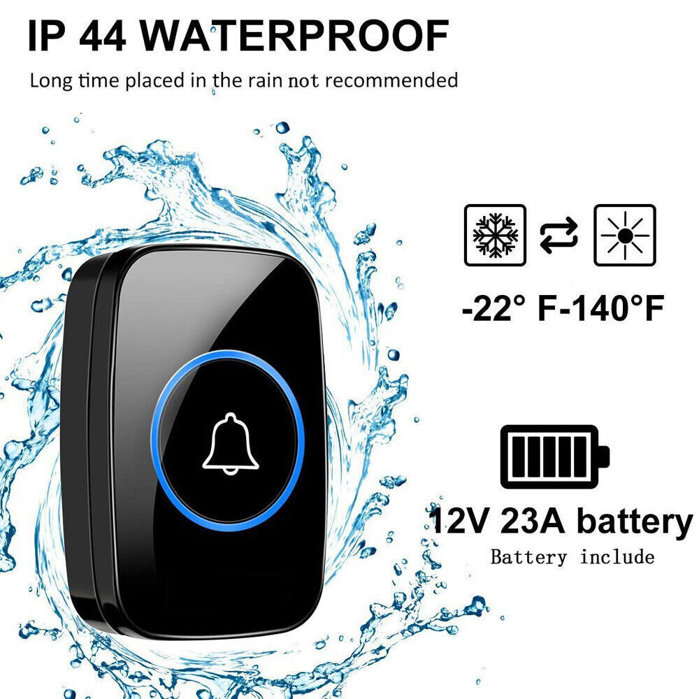 1000FT Wireless Doorbell Chime Kit Plugin Receiver Waterproof Adjustable Volume