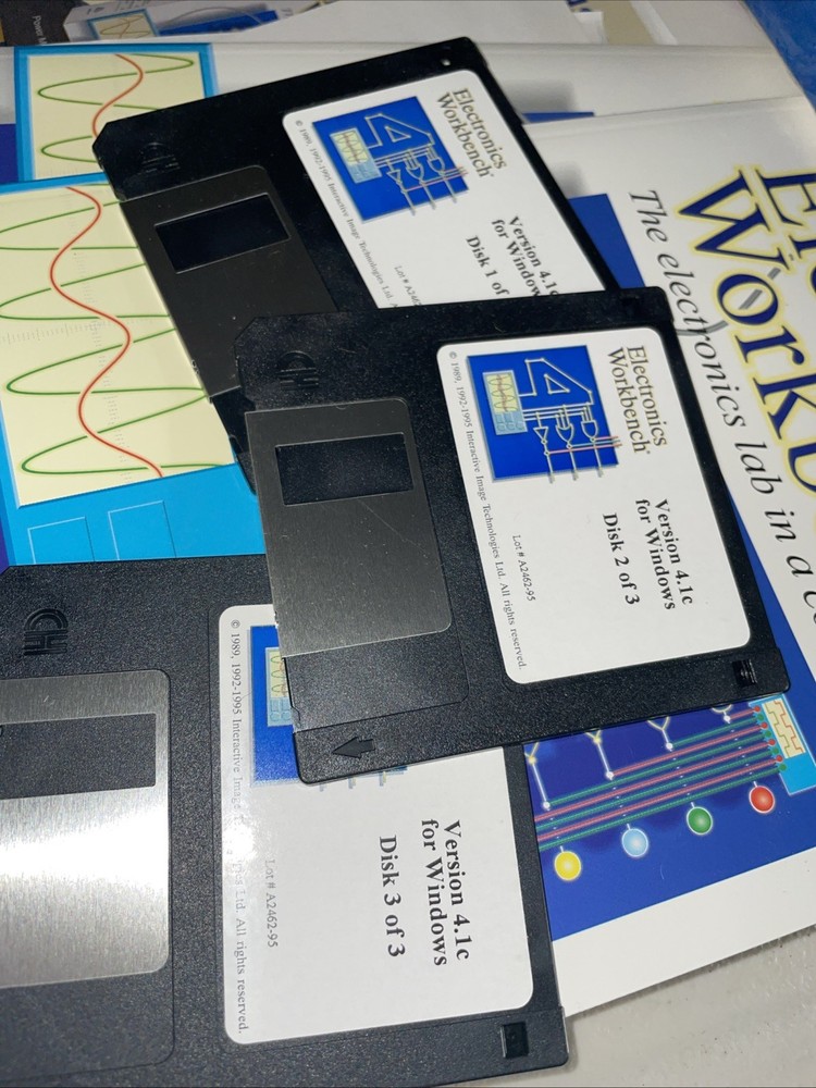 Electronics Workbench 4.1c 3.5" Disks Lab Computer Vintage PC Windows Software