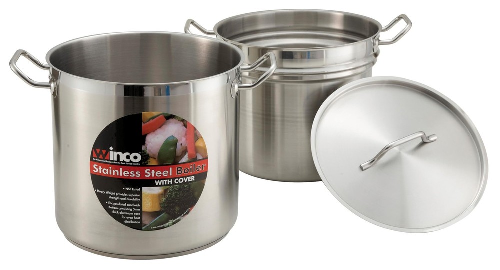 Winware Stainless 8 Quart Double Boiler with Cover