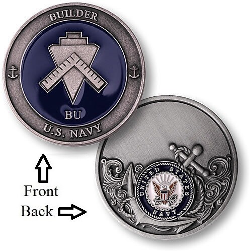 BU = Builder ~ Seabee ~ U.S. Navy Constructionman Challenge Coins ~ Navy
