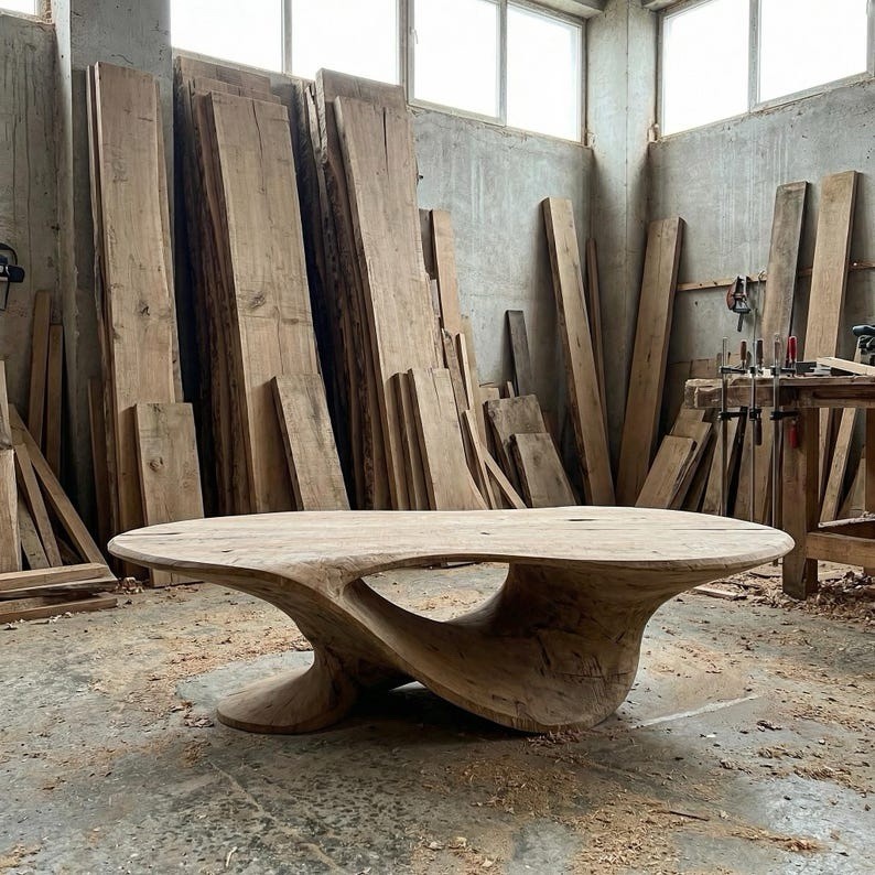 Solid Wood Coffee Table, Hand Carved