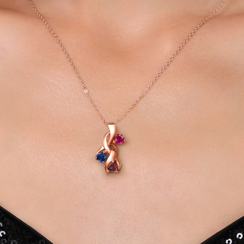 18K Rose Gold Plated Silver Created Ruby and Created Sapphire and Garnet
