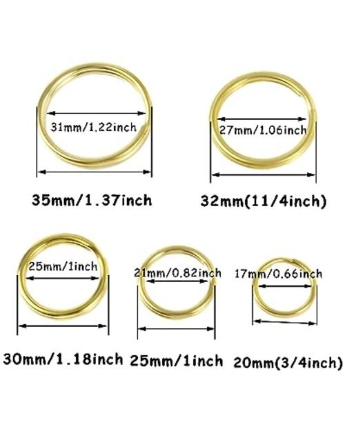 10 Pcs - Brass Round Edged Keyring Keychain Split outside dimensions :25mm(1")