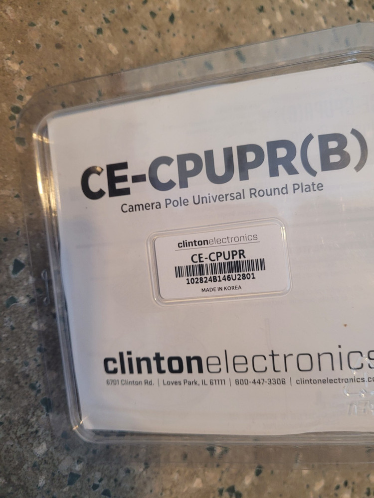 Clinton Electronics CE-CPUPR(B) Camera Pole Universal Round Plate ,White