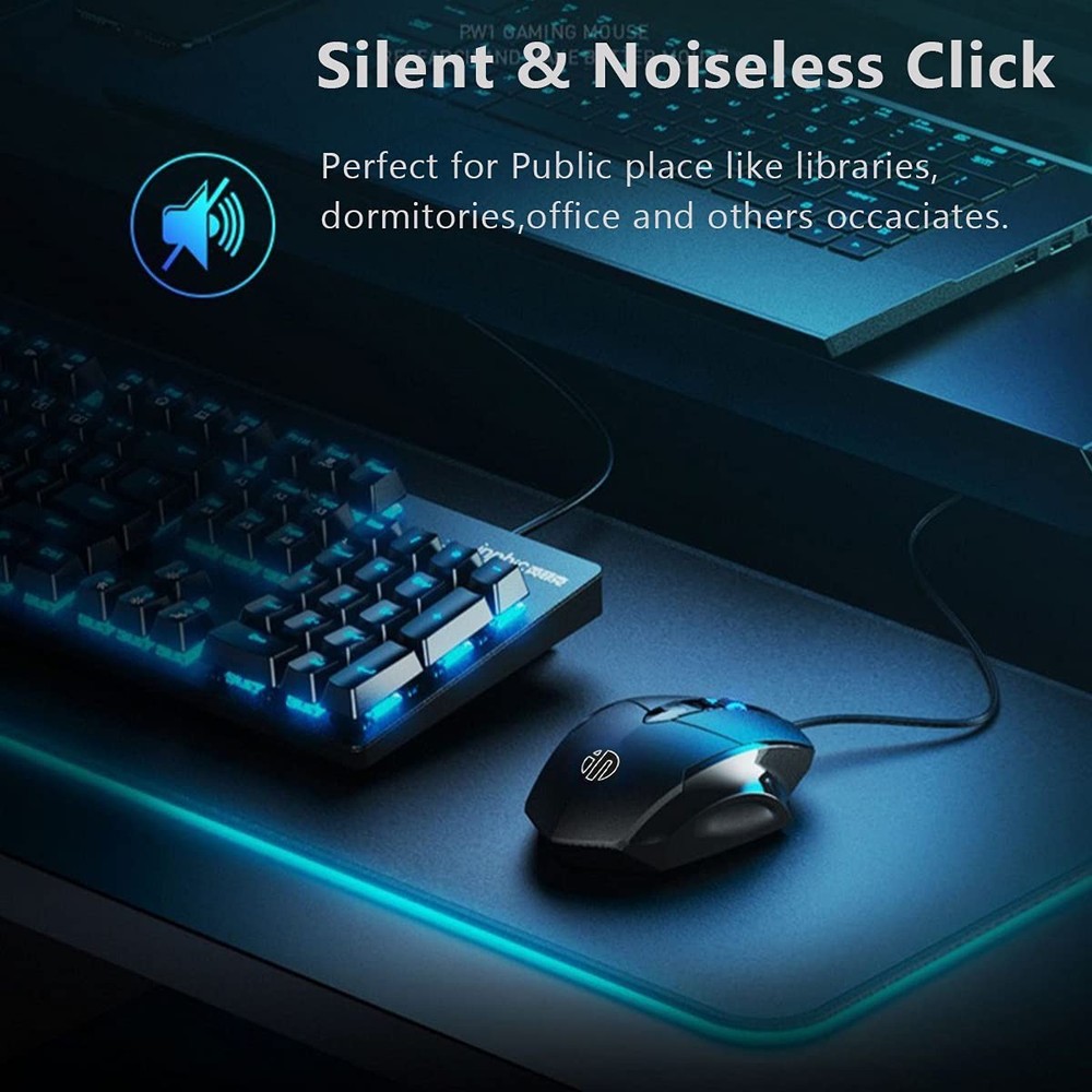 USB Computer Mouse Wired, Silent Click Corded Mouse 3-Button Wired Optical Mo...