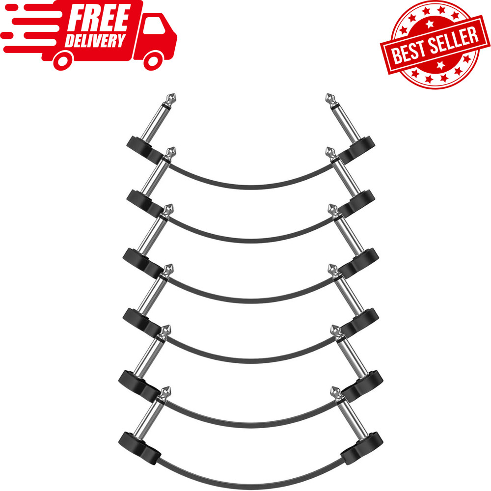 6 Pack Guitar Patch Cables, 5 Inch, 1/4" TS Right Angle Guitar Cable, Low Profil