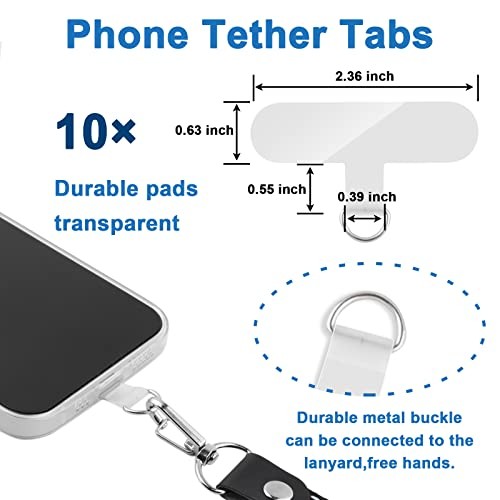 Phone Tether Tab, 10 Pieces Universal Phone Lanyard Patch Without Transparent