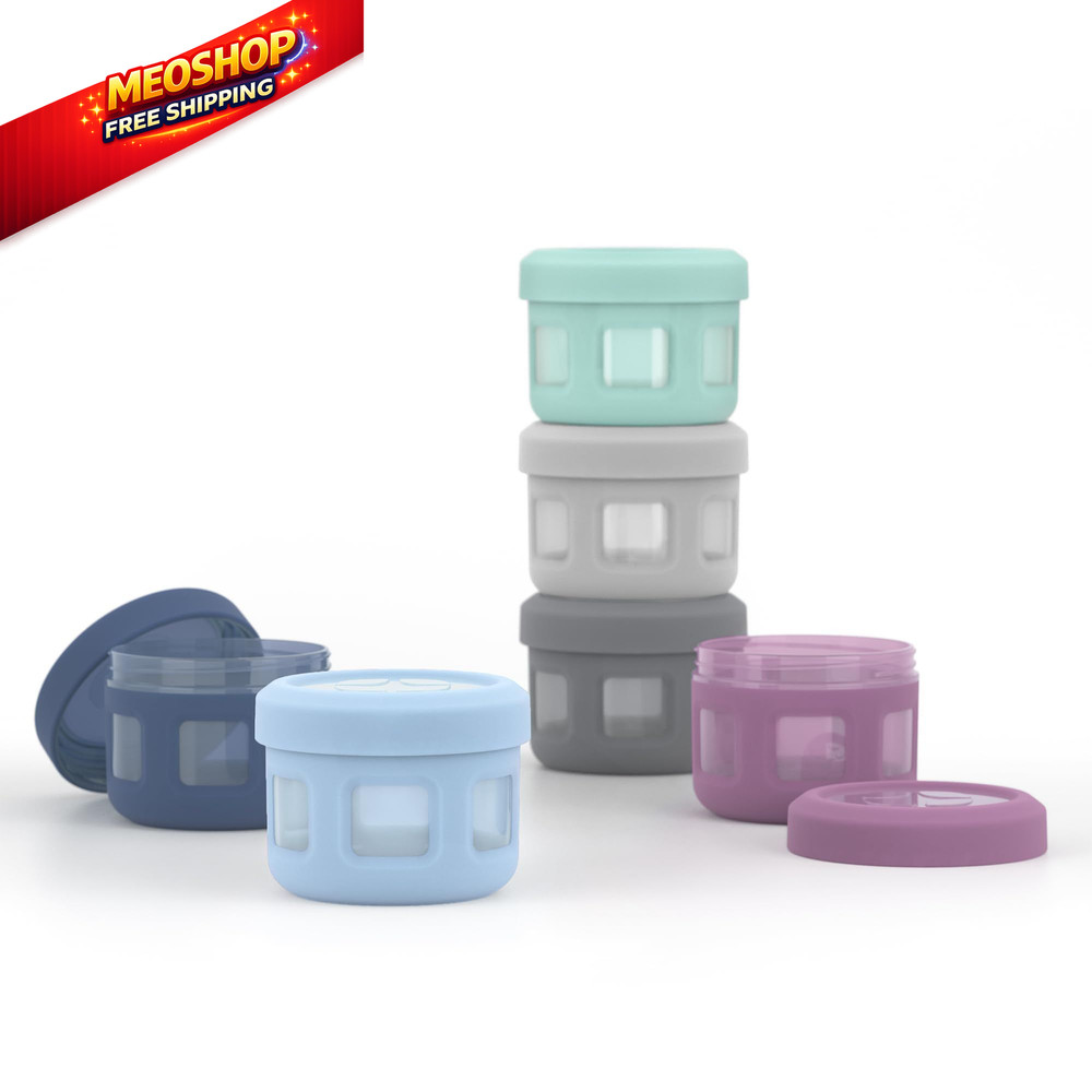 Ello Reusable Plastic Condiment Containers 4oz each with 4oz, Sugar Rush