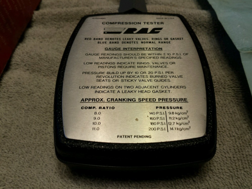 RAC Rotating Dial IC Engine Compression Tester Model 1535 Original Box USA